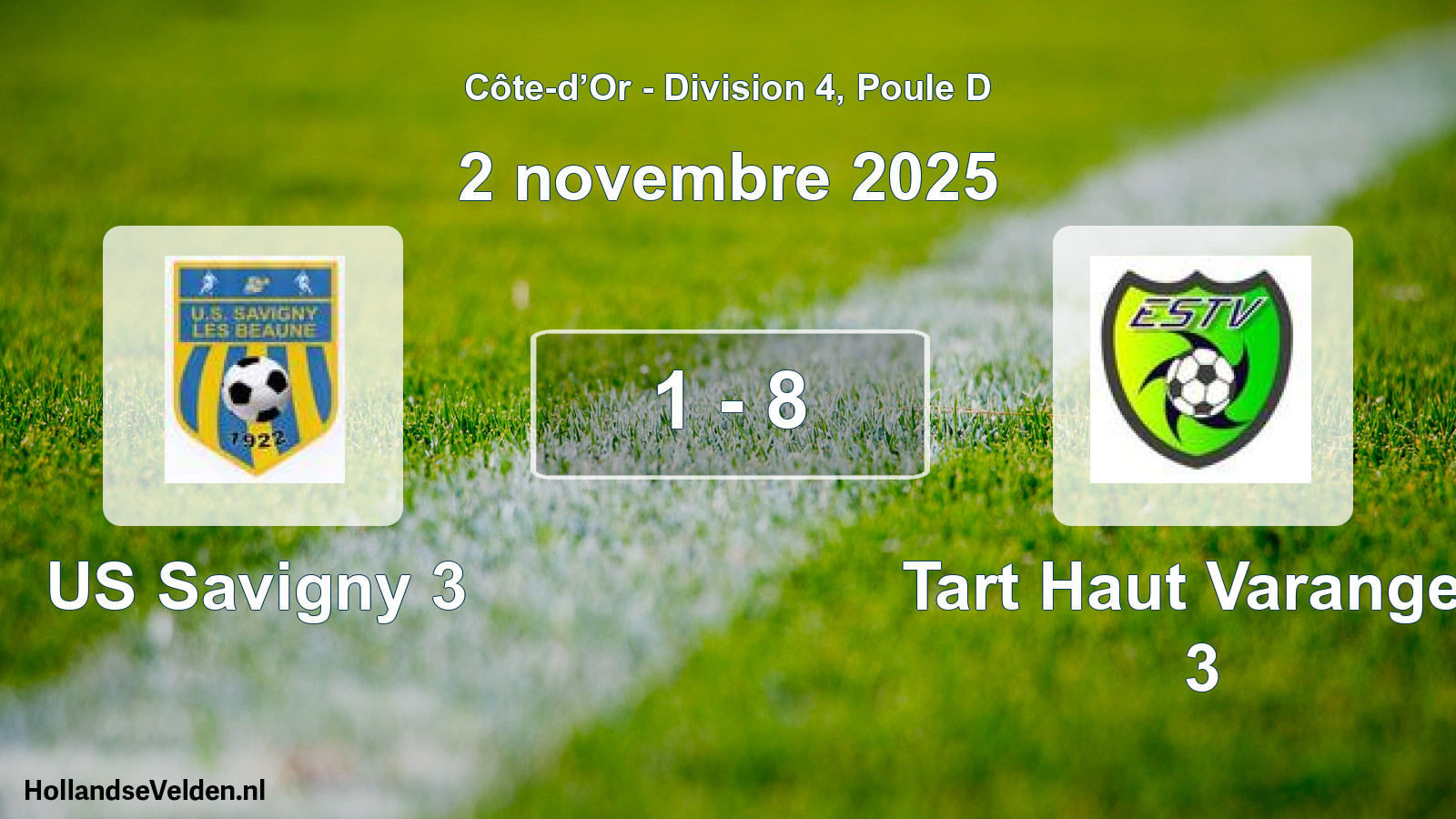 Match joué: US Savigny 3 - Tart Haut Varanges 3 1 - 8 (2 novembre 2025)