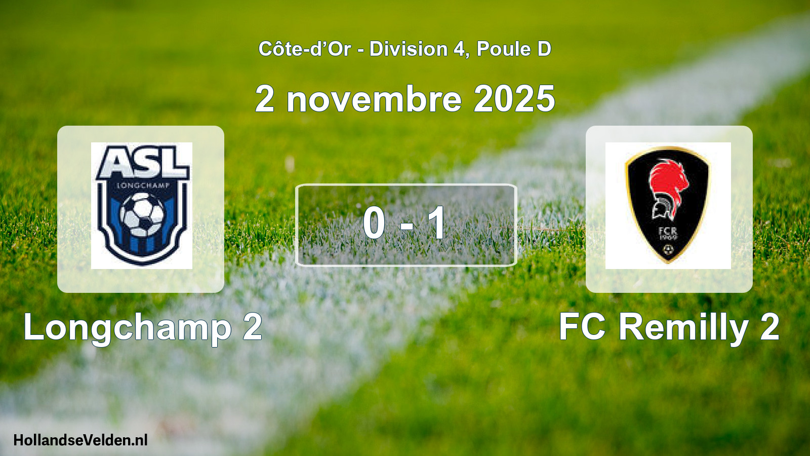 Match joué: Longchamp 2 - FC Remilly 2 0 - 1 (2 novembre 2025)
