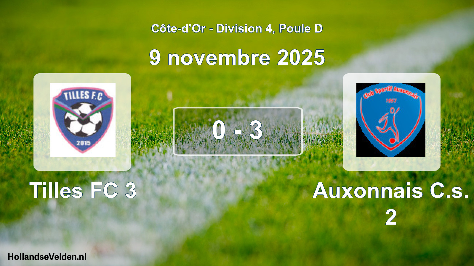 Gespeelde wedstrijd: Tilles FC 3 - Auxonnais C.s. 2 0 - 3 (9 november 2025)