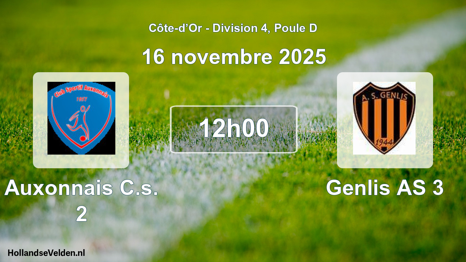 Match programmé: Auxonnais C.s. 2 - Genlis AS 3 (16 novembre 2025)