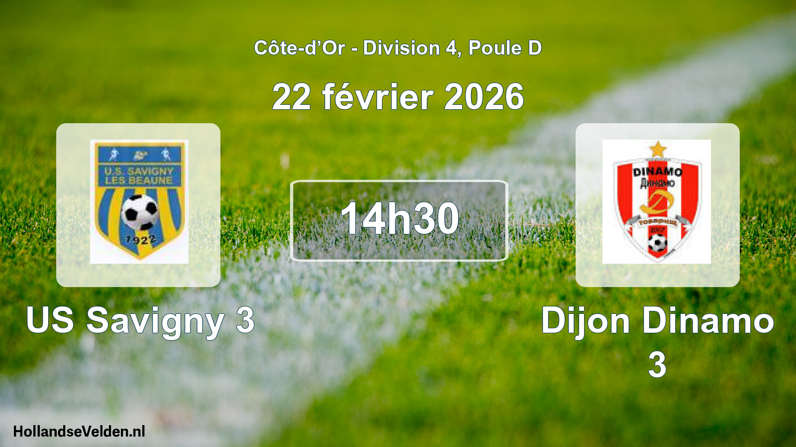 Match programmé: US Savigny 3 - Dijon Dinamo 3 (22 février 2026)