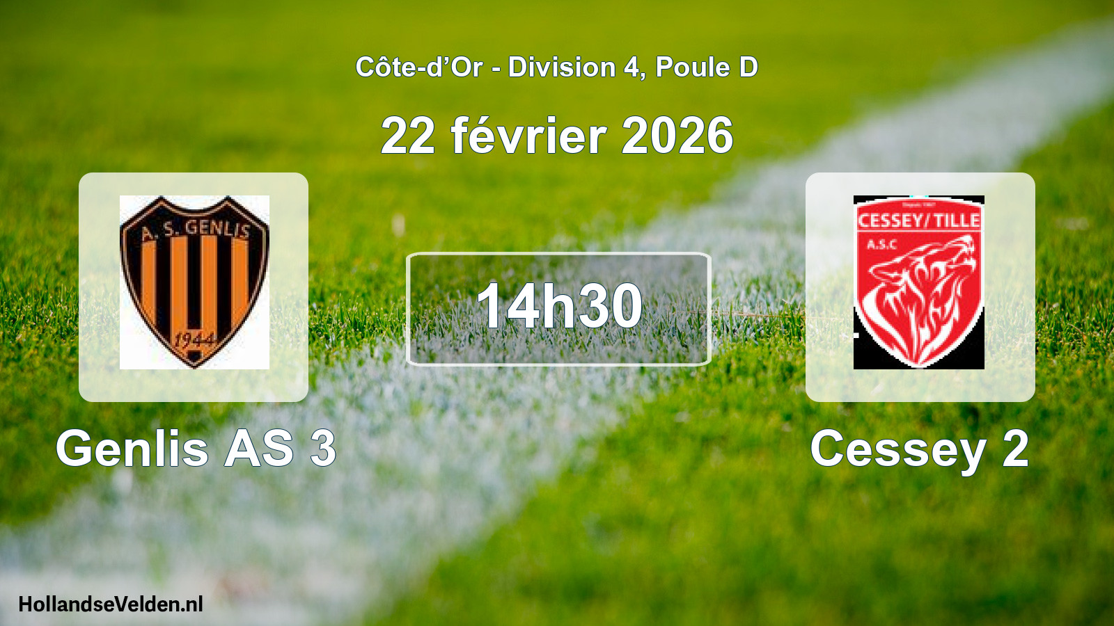 Geplande wedstrijd: Genlis AS 3 - Cessey 2 (22 februari 2026)