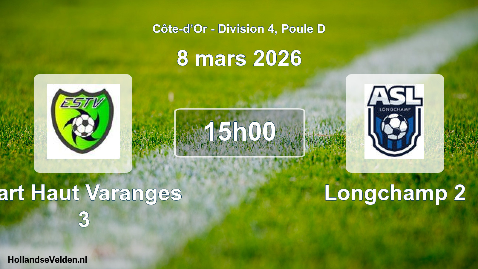 Match programmé: Tart Haut Varanges 3 - Longchamp 2 (8 mars 2026)