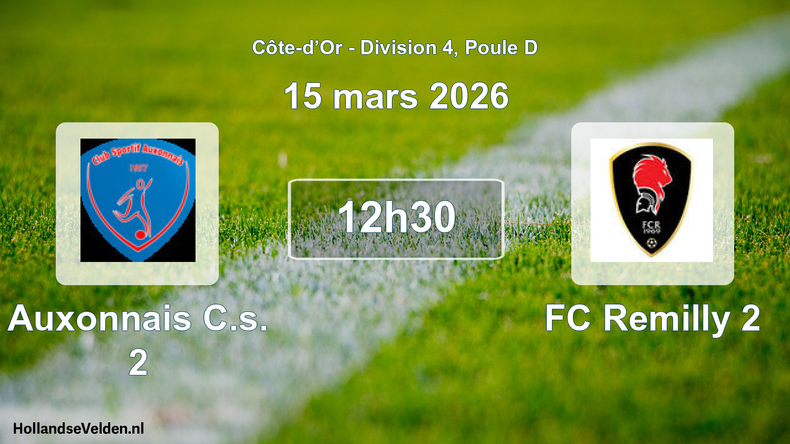 Match programmé: Auxonnais C.s. 2 - FC Remilly 2 (15 mars 2026)