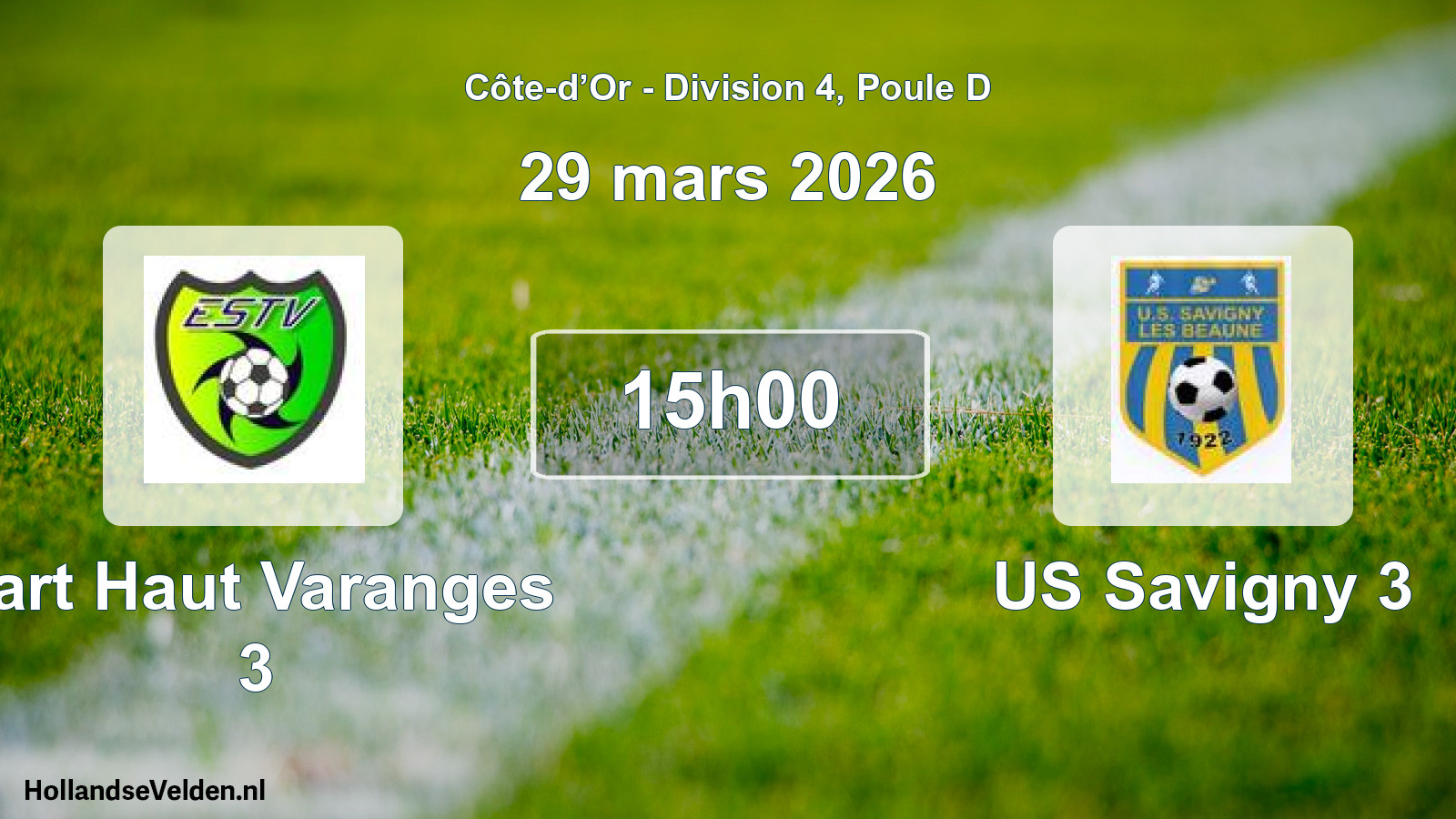 Match programmé: Tart Haut Varanges 3 - US Savigny 3 (29 mars 2026)