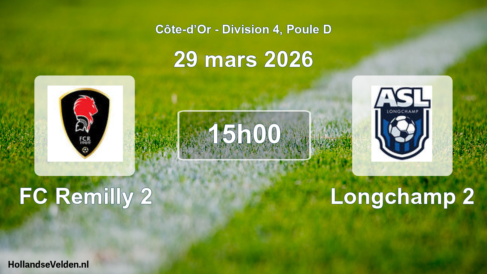 Match programmé: FC Remilly 2 - Longchamp 2 (29 mars 2026)