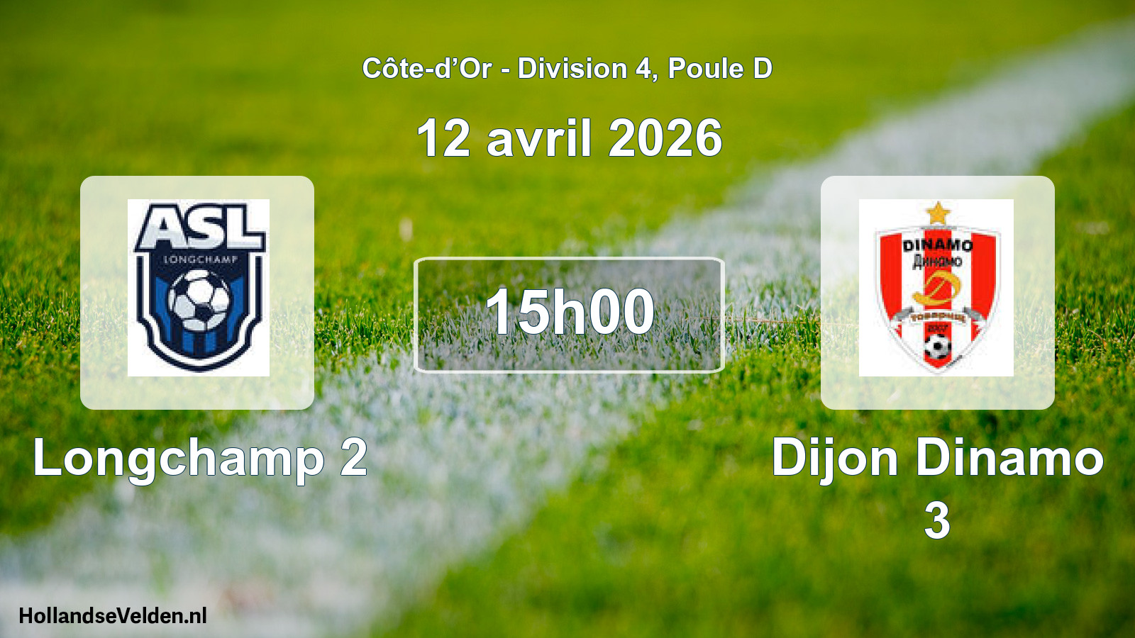 Match programmé: Longchamp 2 - Dijon Dinamo 3 (12 avril 2026)