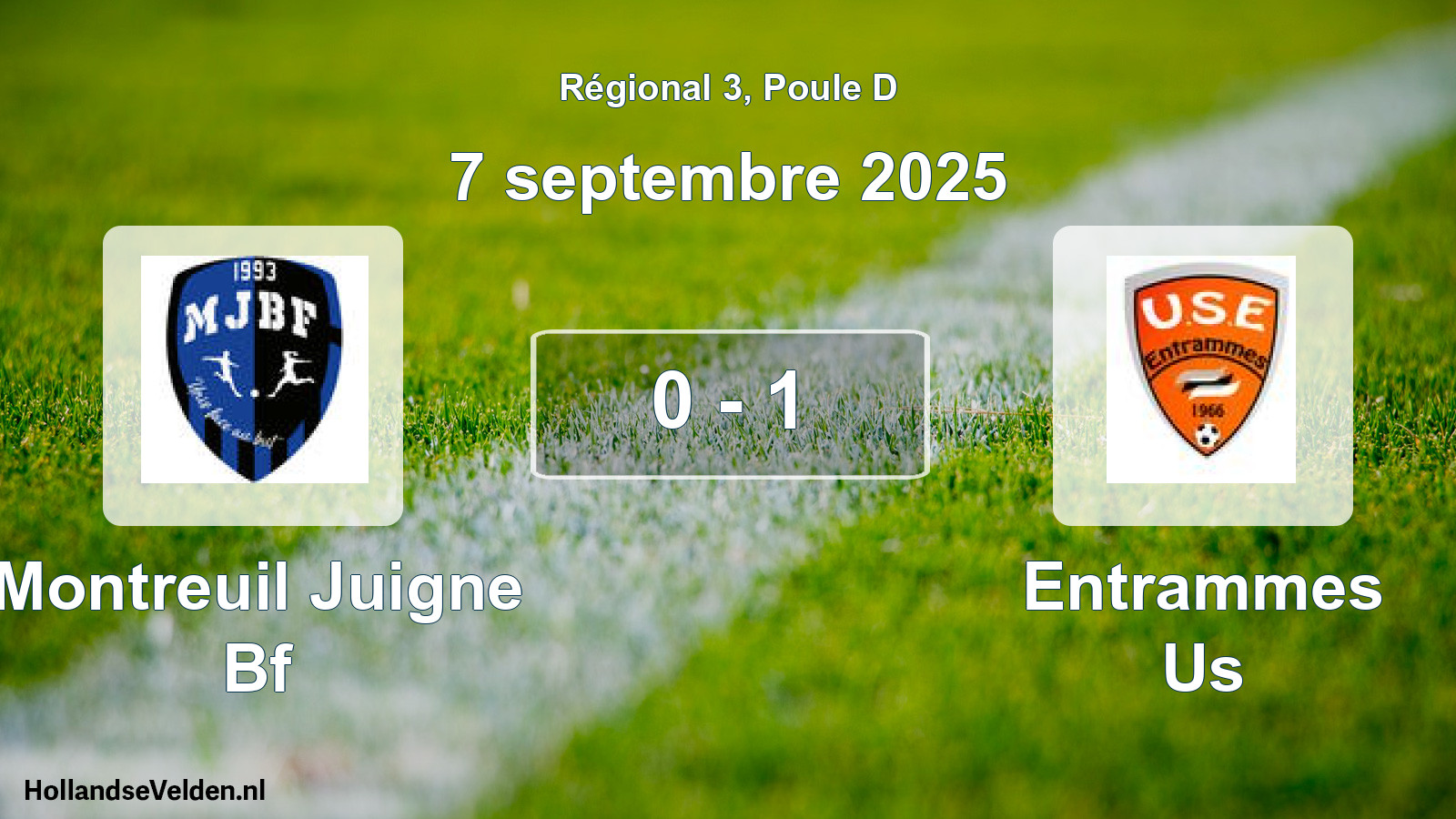 Gespeelde wedstrijd: Montreuil Juigne Bf - Entrammes Us 0 - 1 (7 september 2025)