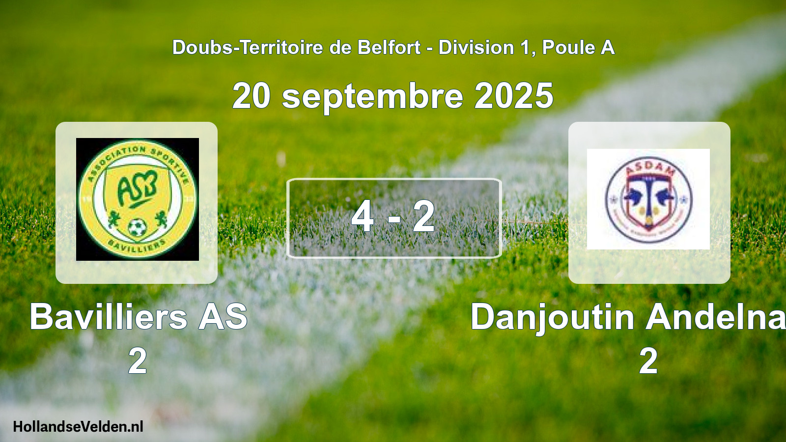 Match joué: Bavilliers AS 2 - Danjoutin Andelnans 2 4 - 2 (20 septembre 2025)