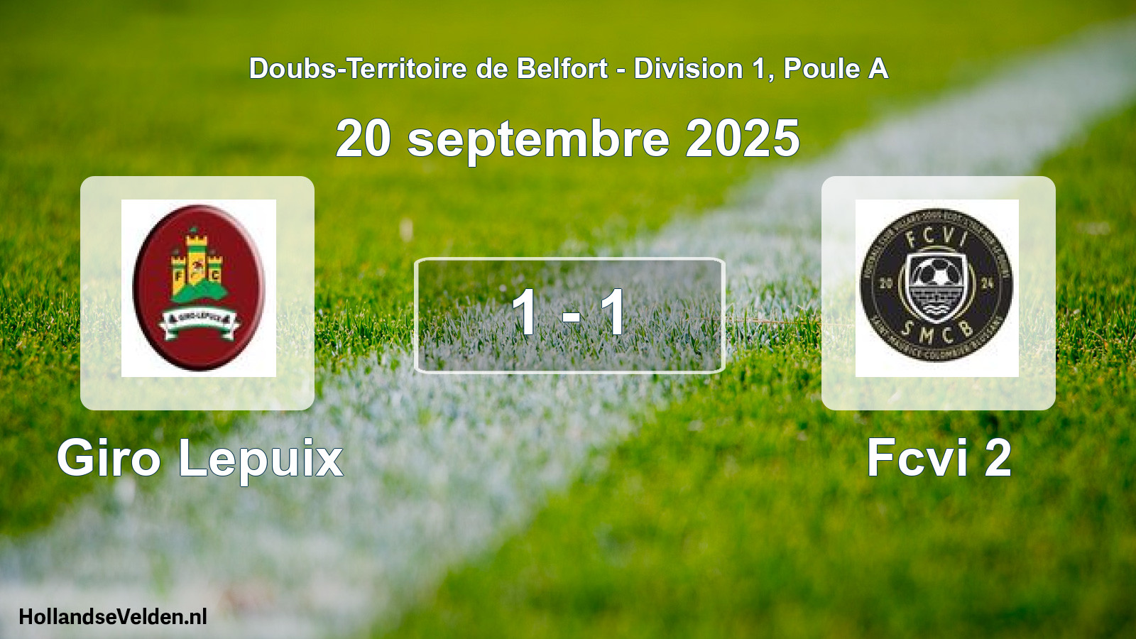 Total number of matches played: Giro Lepuix - Fcvi 2 1 - 1 (20 September 2025)