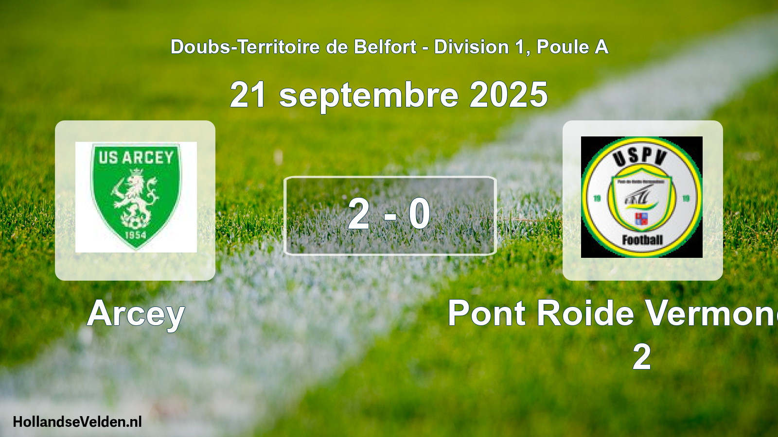 Total number of matches played: Arcey - Pont Roide Vermondan 2 2 - 0 (21 September 2025)