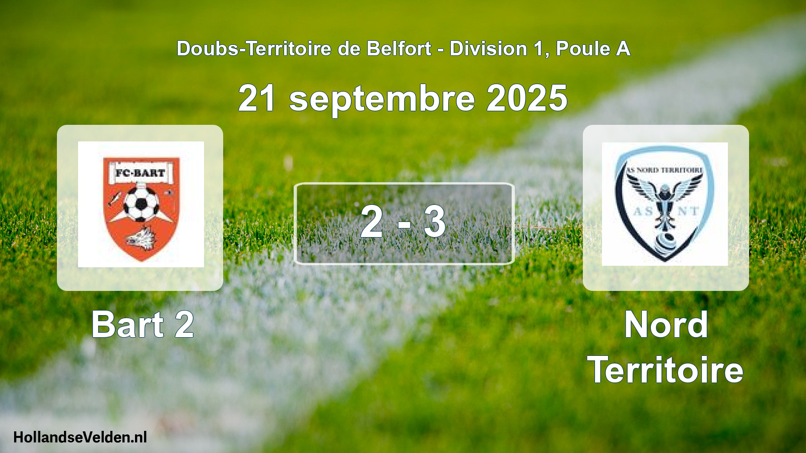 Total number of matches played: Bart 2 - Nord Territoire 2 - 3 (21 September 2025)