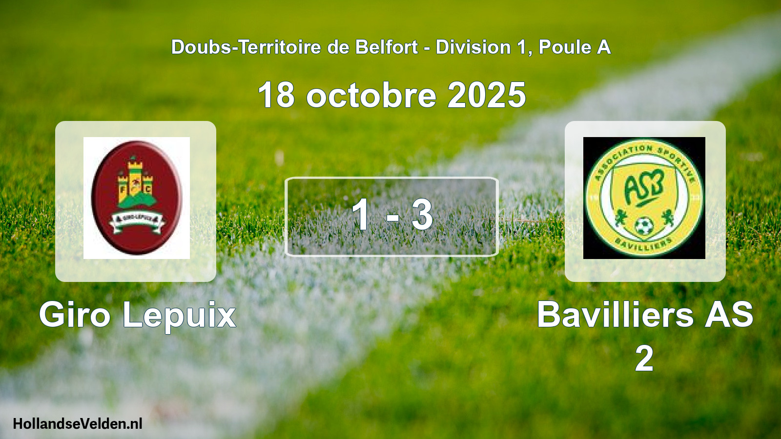 Match joué: Giro Lepuix - Bavilliers AS 2 1 - 3 (18 octobre 2025)