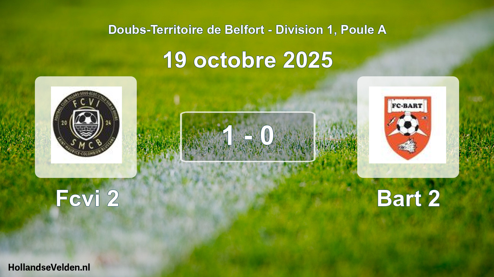 Match joué: Fcvi 2 - Bart 2 1 - 0 (19 octobre 2025)