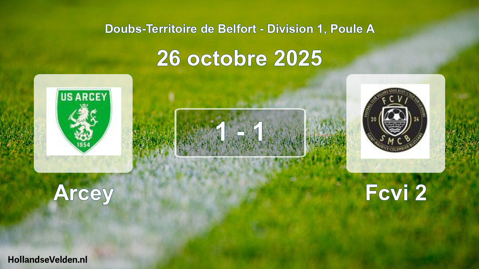 Gespeelde wedstrijd: Arcey - Fcvi 2 1 - 1 (26 oktober 2025)
