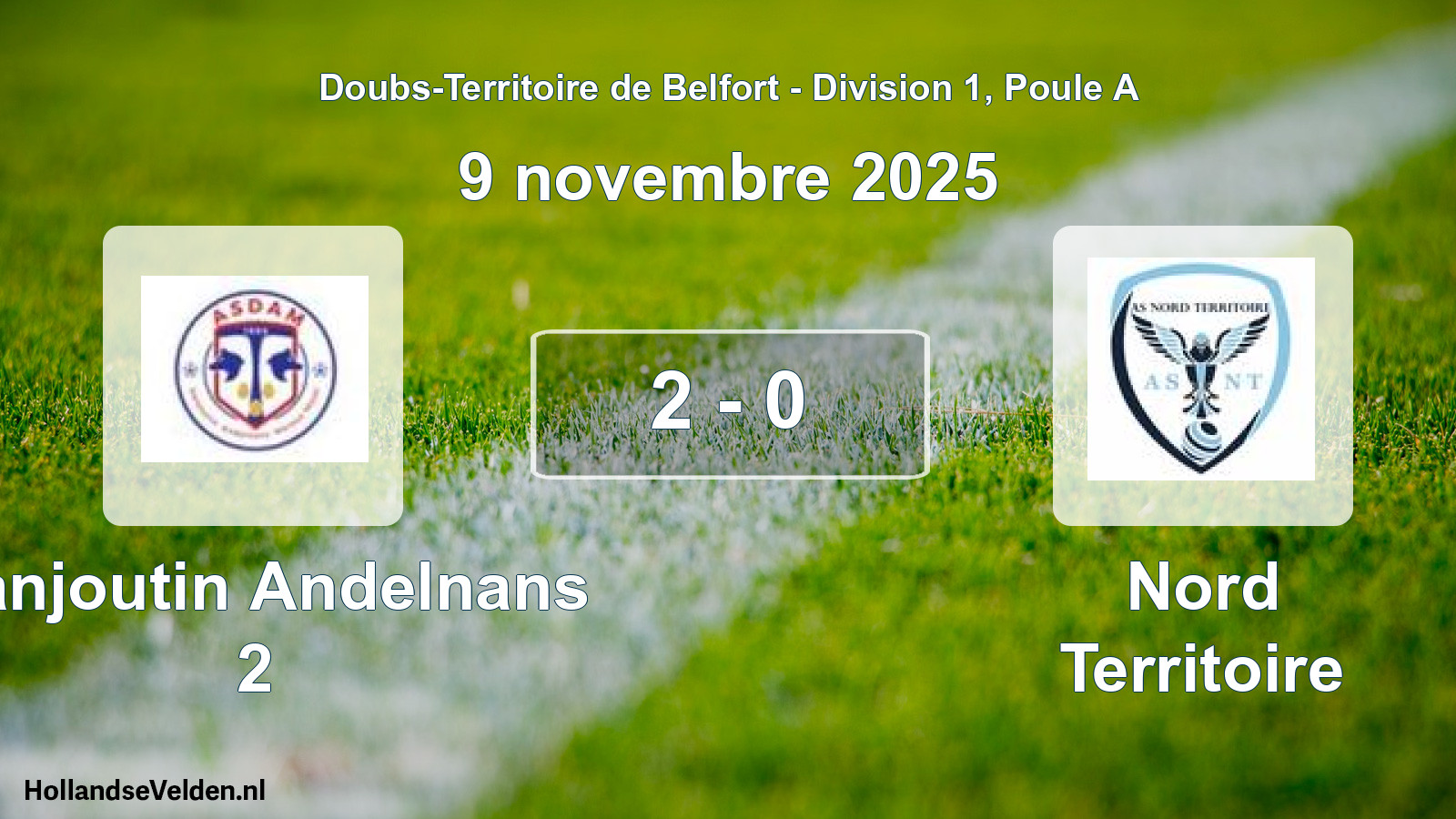Match joué: Danjoutin Andelnans 2 - Nord Territoire 2 - 0 (9 novembre 2025)