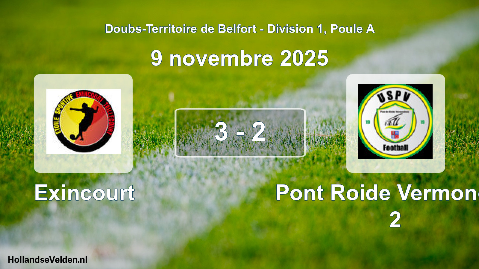 Gespeelde wedstrijd: Exincourt - Pont Roide Vermondan 2 3 - 2 (9 november 2025)