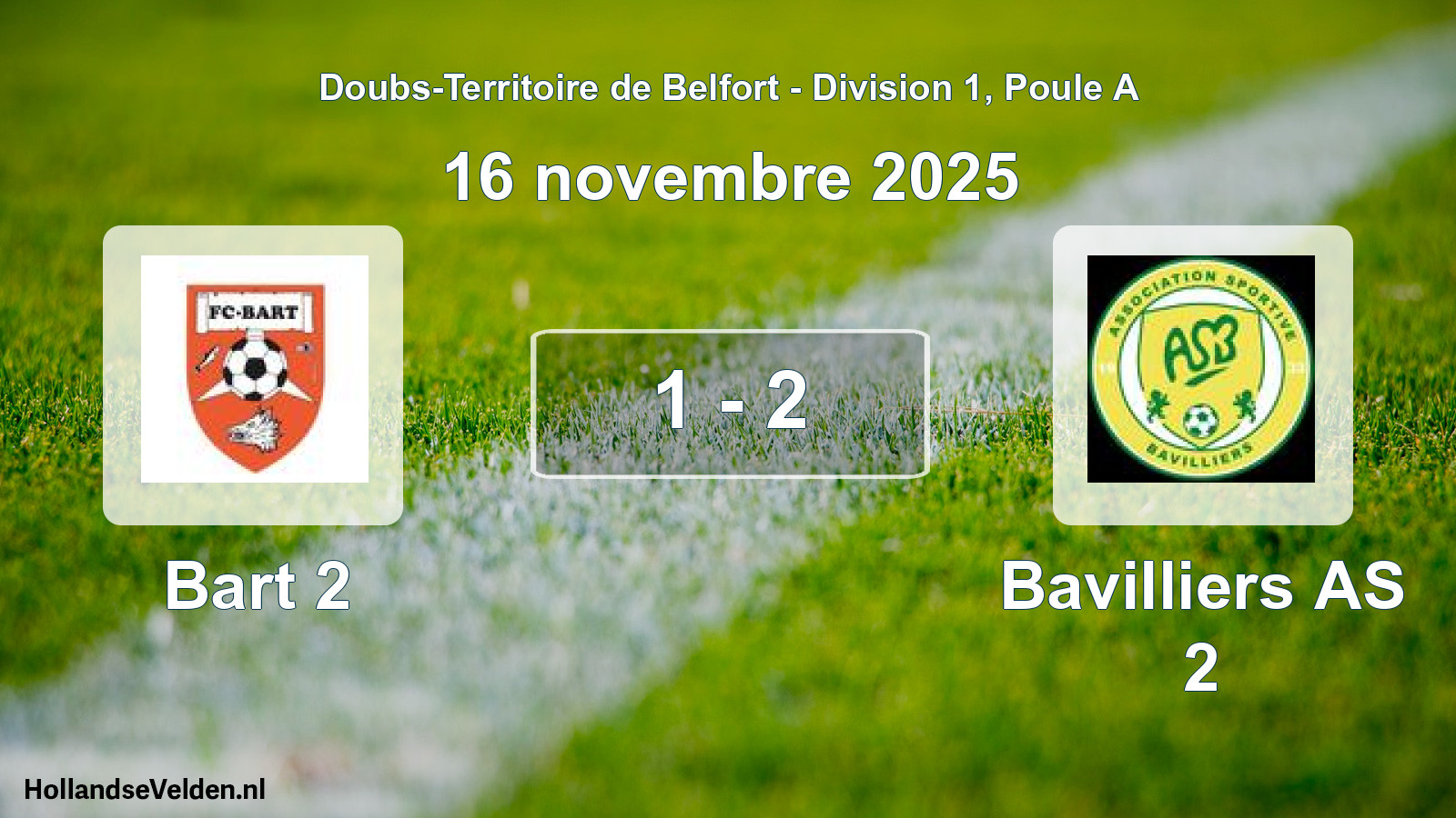 Match joué: Bart 2 - Bavilliers AS 2 1 - 2 (16 novembre 2025)