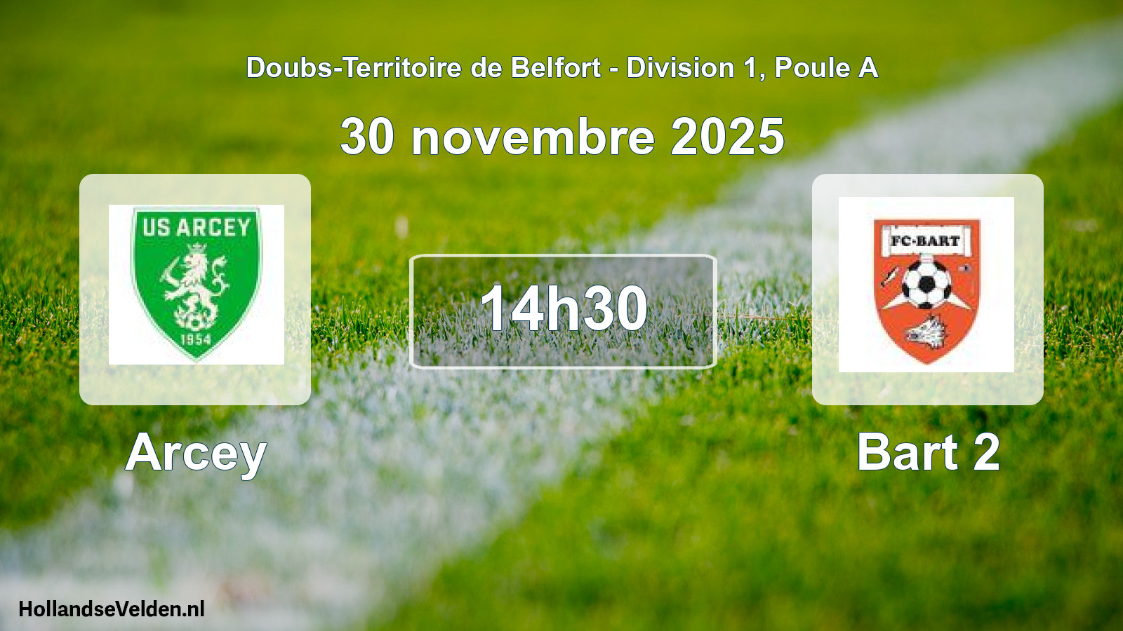 Match programmé: Arcey - Bart 2 (30 novembre 2025)