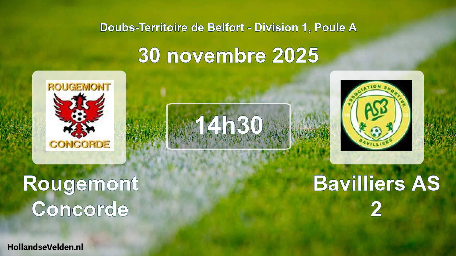 Match programmé: Rougemont Concorde - Bavilliers AS 2 (30 novembre 2025)