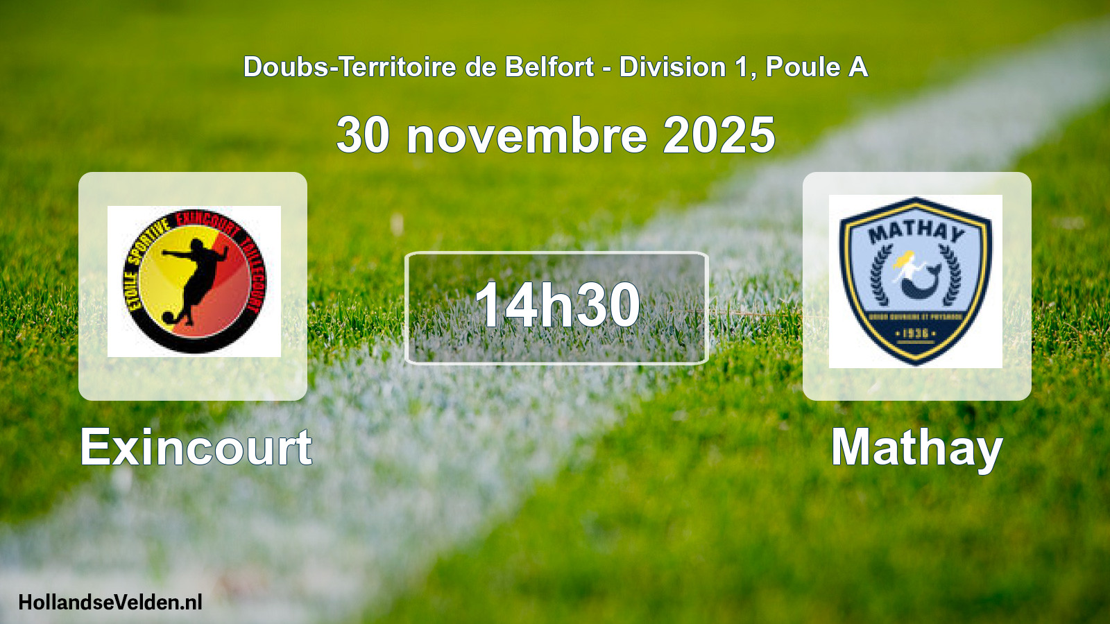 Scheduled Match: Exincourt - Mathay (30 November 2025)