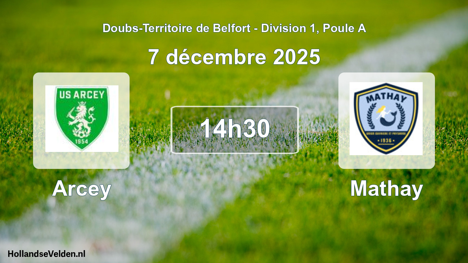 Match programmé: Arcey - Mathay (7 décembre 2025)