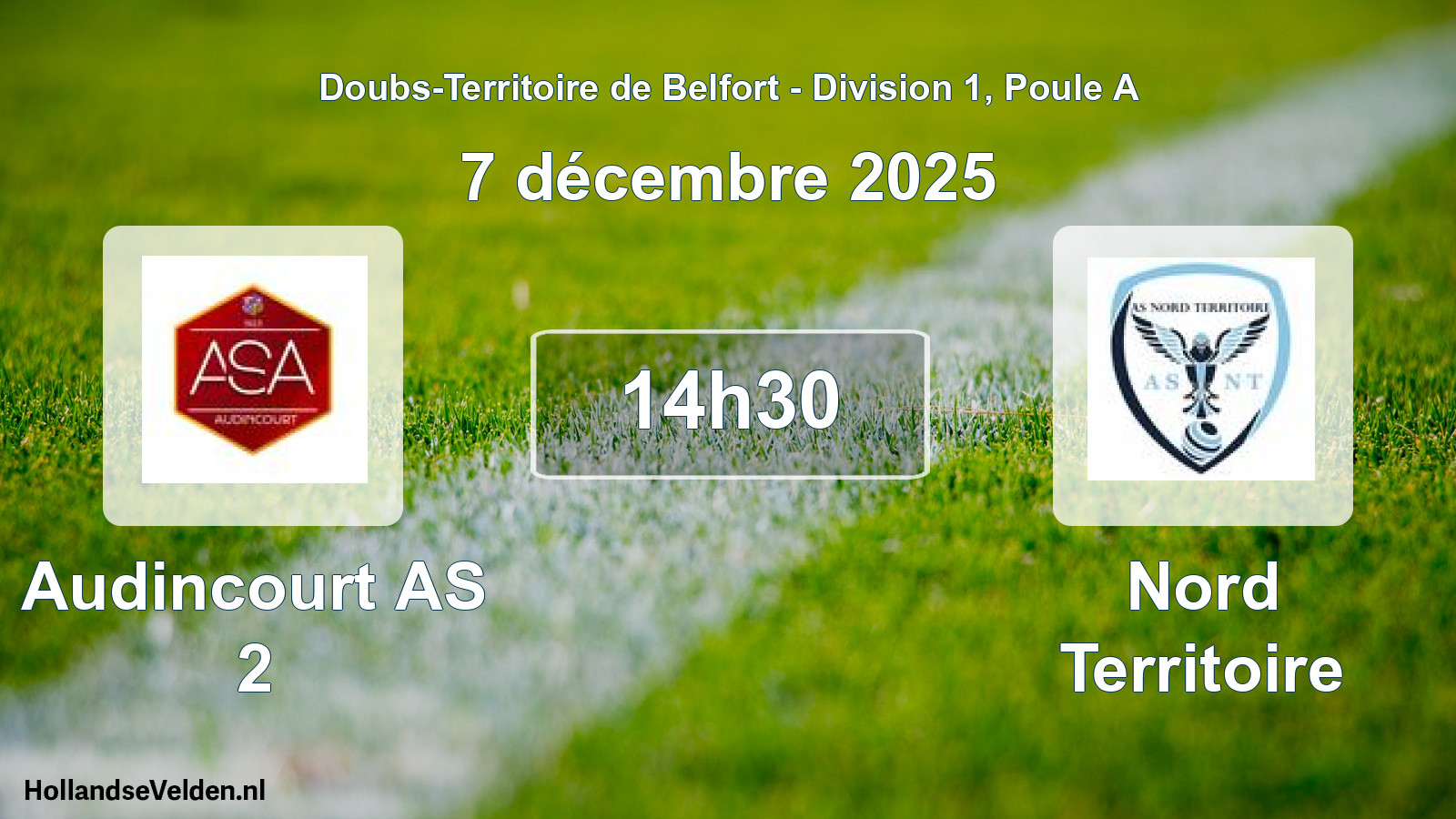 Match programmé: Audincourt AS 2 - Nord Territoire (7 décembre 2025)