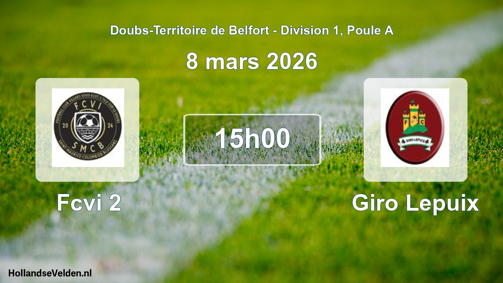 Match programmé: Fcvi 2 - Giro Lepuix (8 mars 2026)
