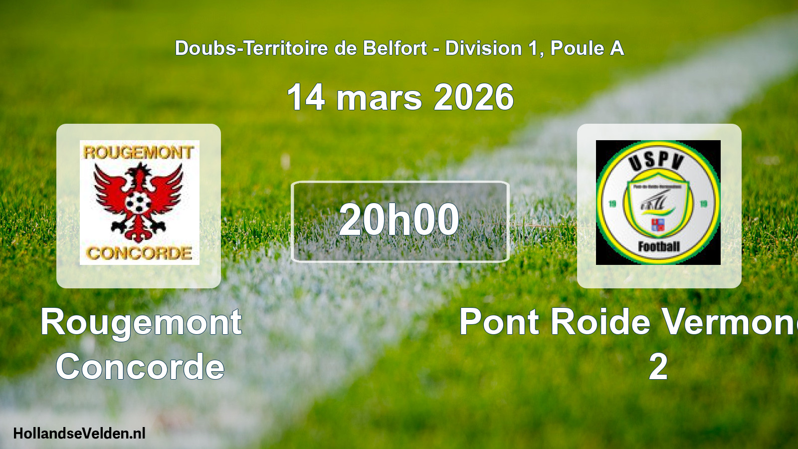 Match programmé: Rougemont Concorde - Pont Roide Vermondan 2 (14 mars 2026)