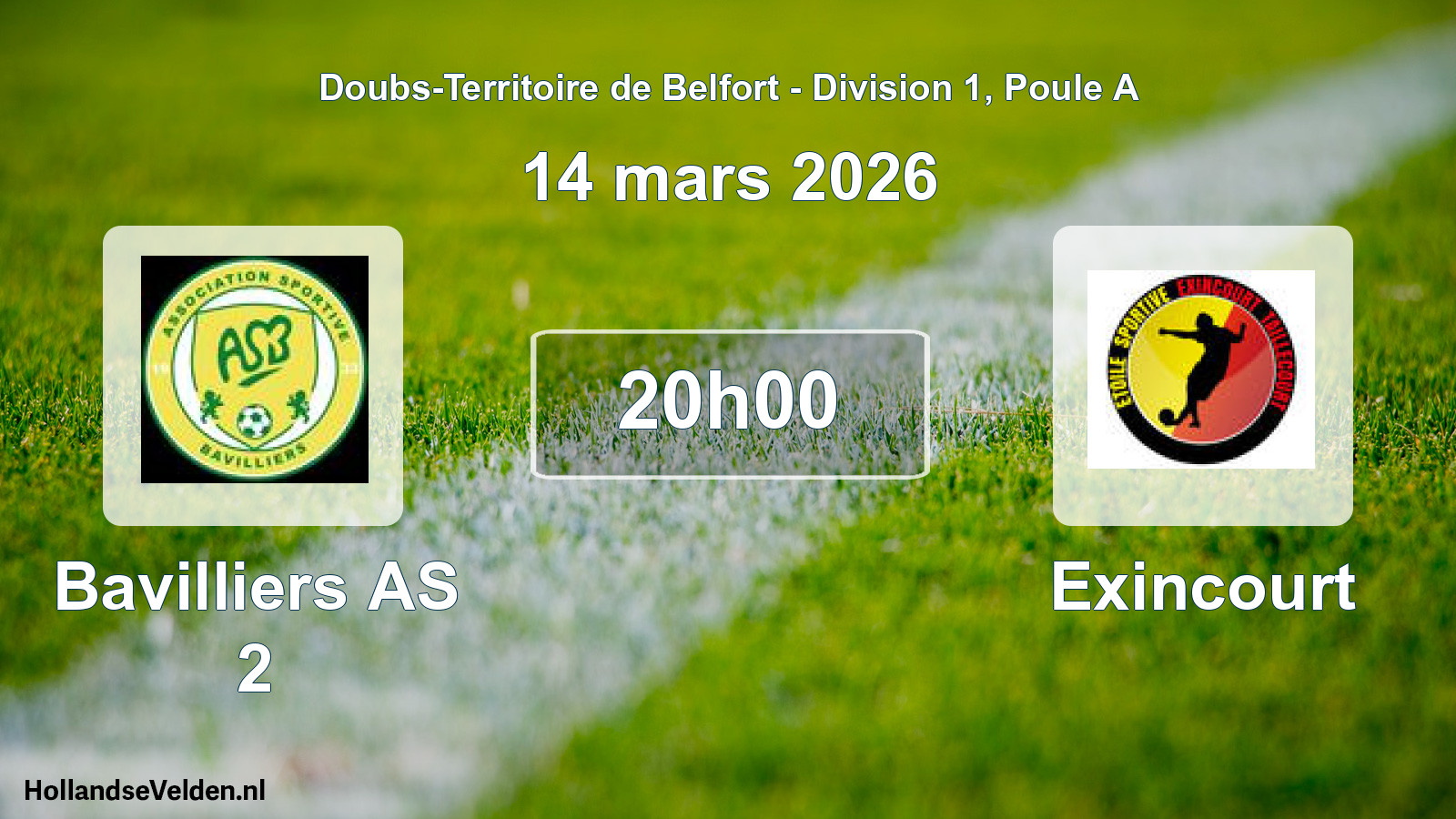 Scheduled Match: Bavilliers AS 2 - Exincourt (14 March 2026)