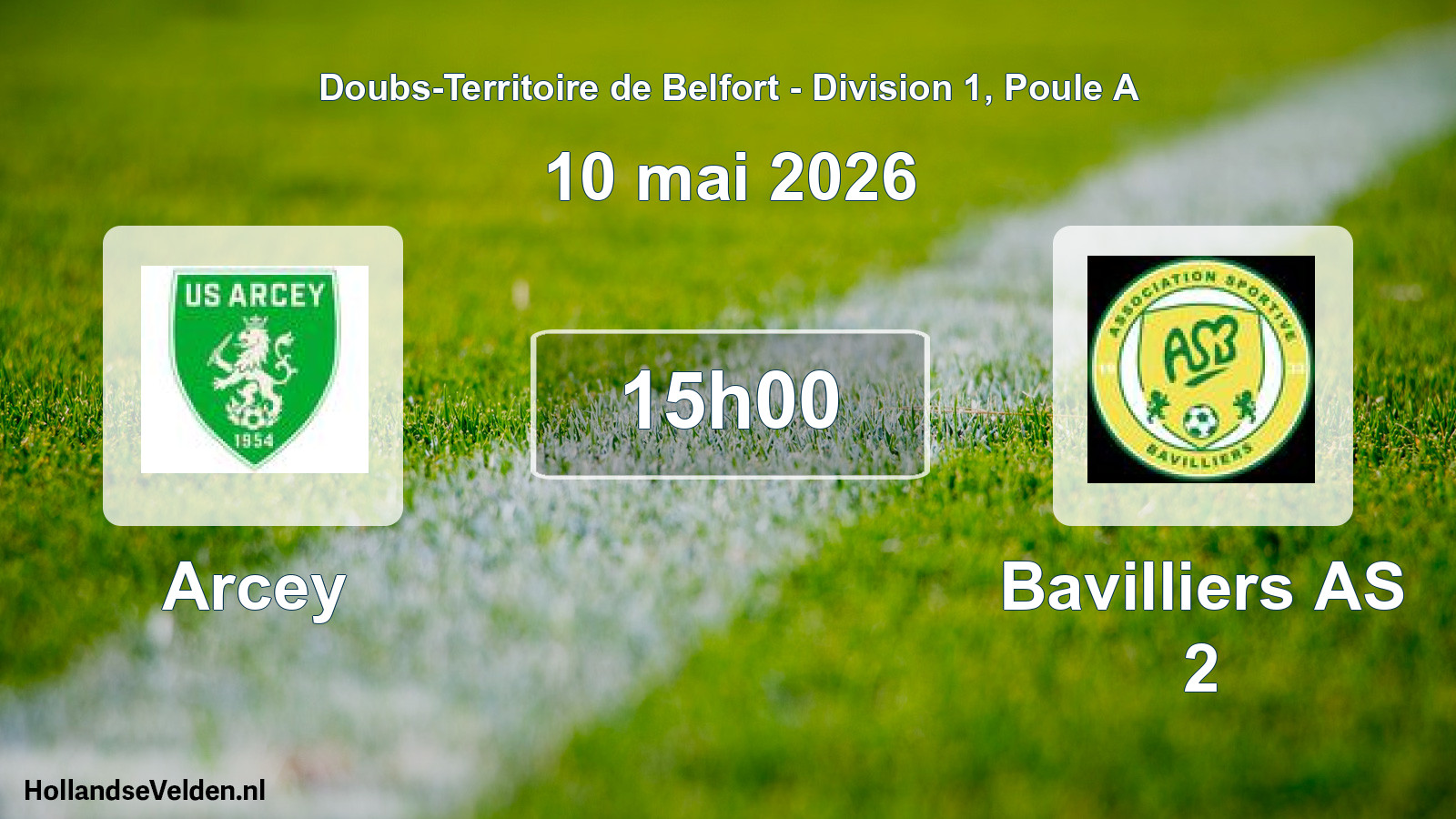 Match programmé: Arcey - Bavilliers AS 2 (10 mai 2026)