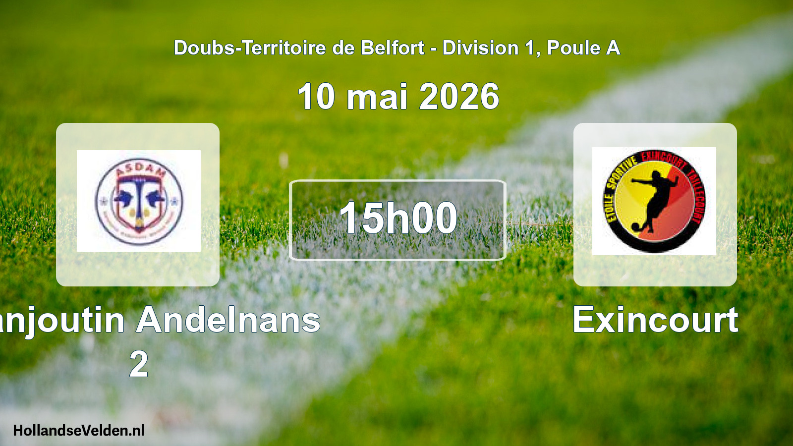 Match programmé: Danjoutin Andelnans 2 - Exincourt (10 mai 2026)