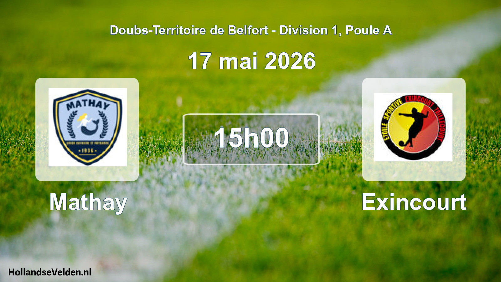 Match programmé: Mathay - Exincourt (17 mai 2026)