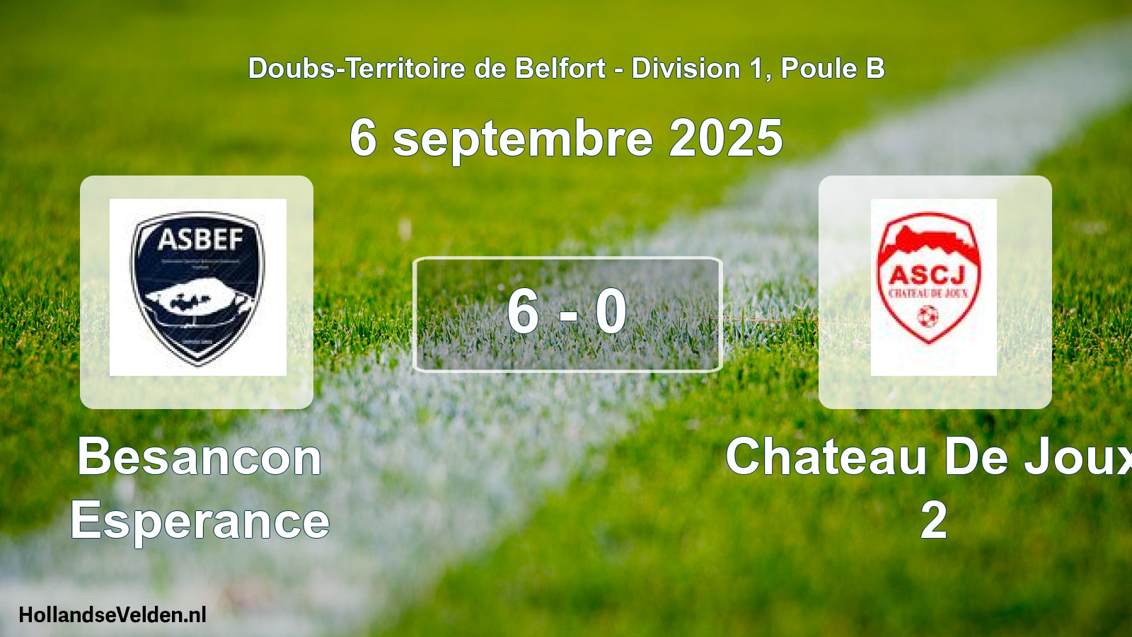 Total number of matches played: Besancon Esperance - Chateau De Joux 2 6 - 0 (6 September 2025)