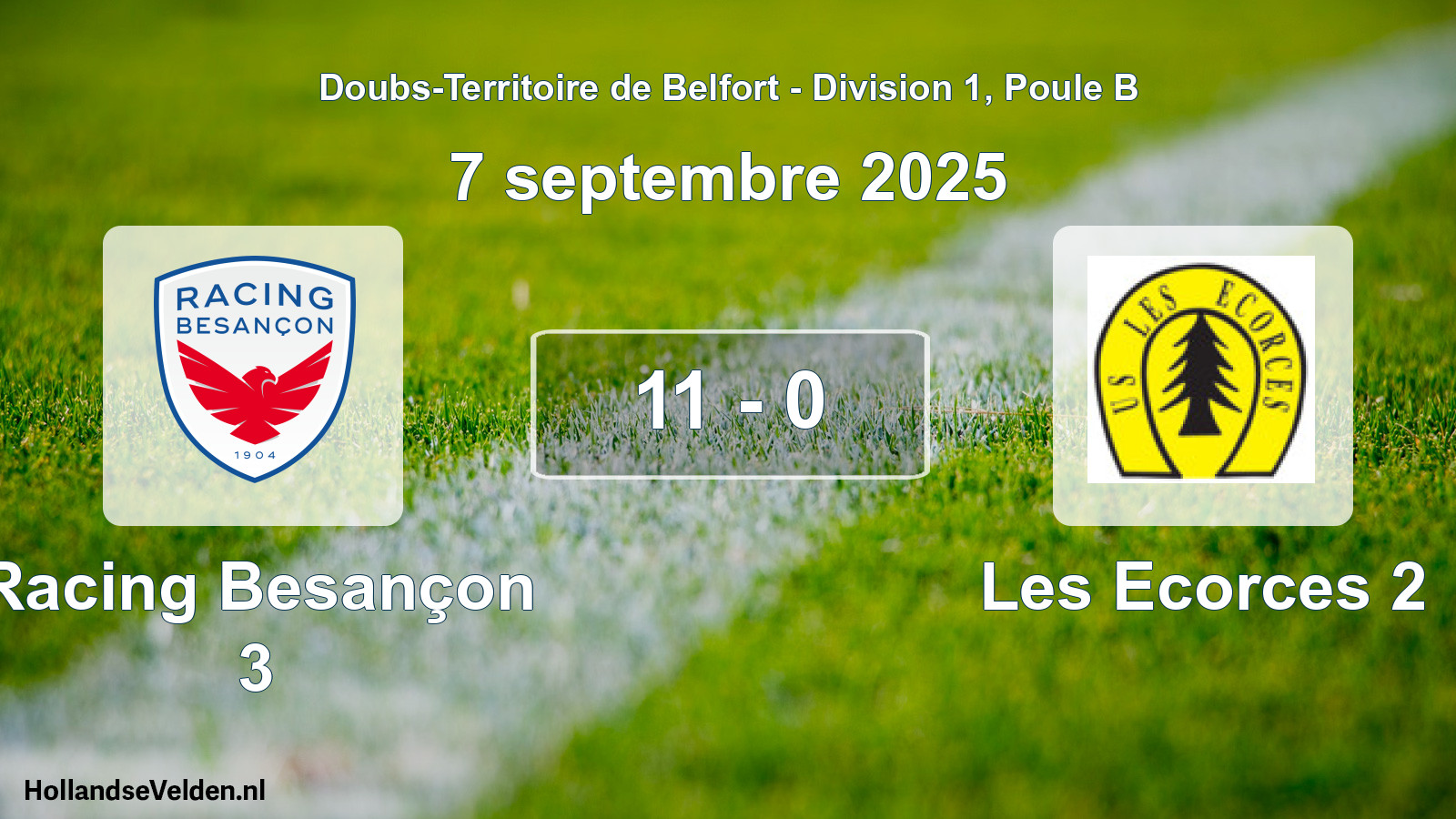 Total number of matches played: Racing Besançon 3 - Les Ecorces 2 11 - 0 (7 September 2025)
