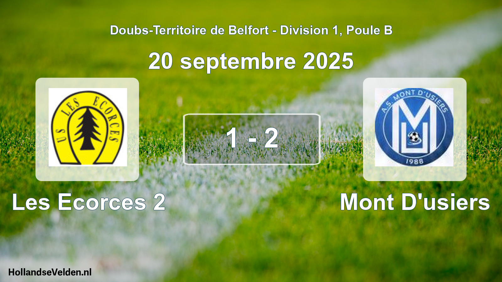 Match joué: Les Ecorces 2 - Mont D'usiers 1 - 2 (20 septembre 2025)