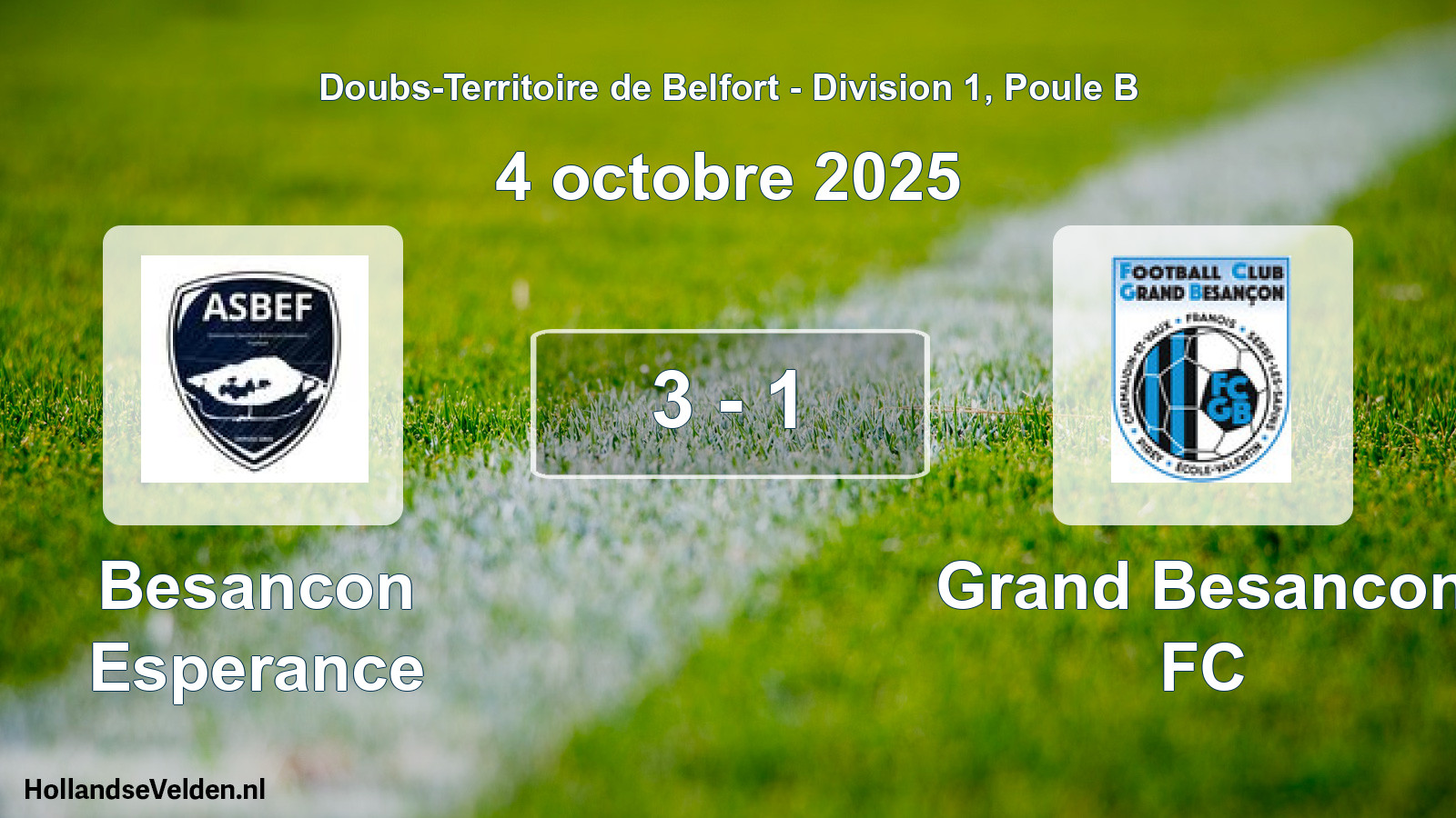 Match joué: Besancon Esperance - Grand Besancon FC 3 - 1 (4 octobre 2025)