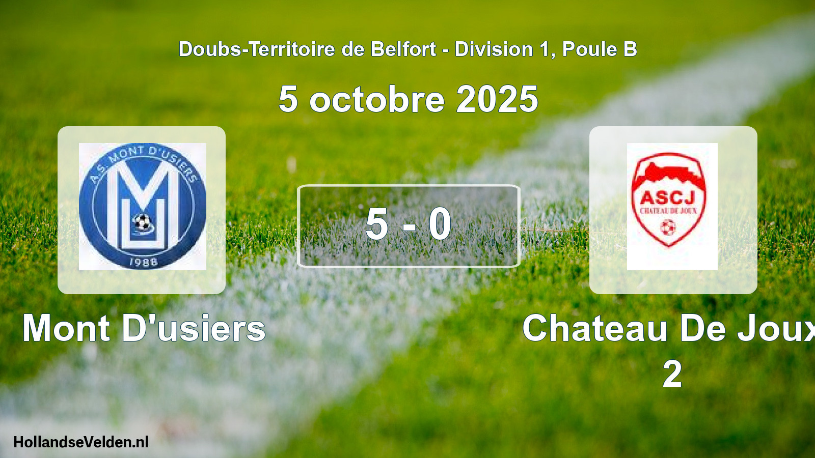 Match joué: Mont D'usiers - Chateau De Joux 2 5 - 0 (5 octobre 2025)