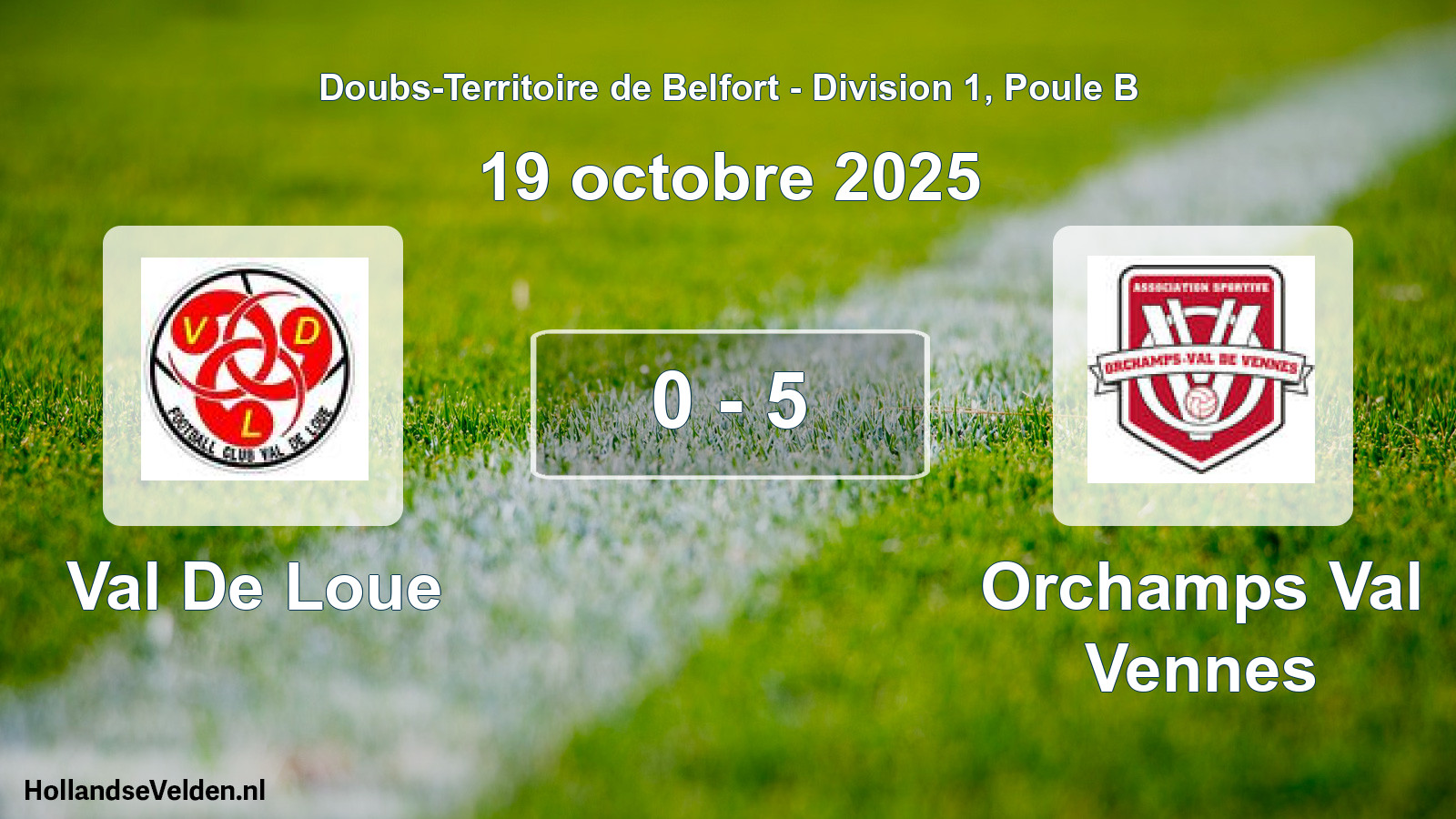 Match joué: Val De Loue - Orchamps Val Vennes 0 - 5 (19 octobre 2025)