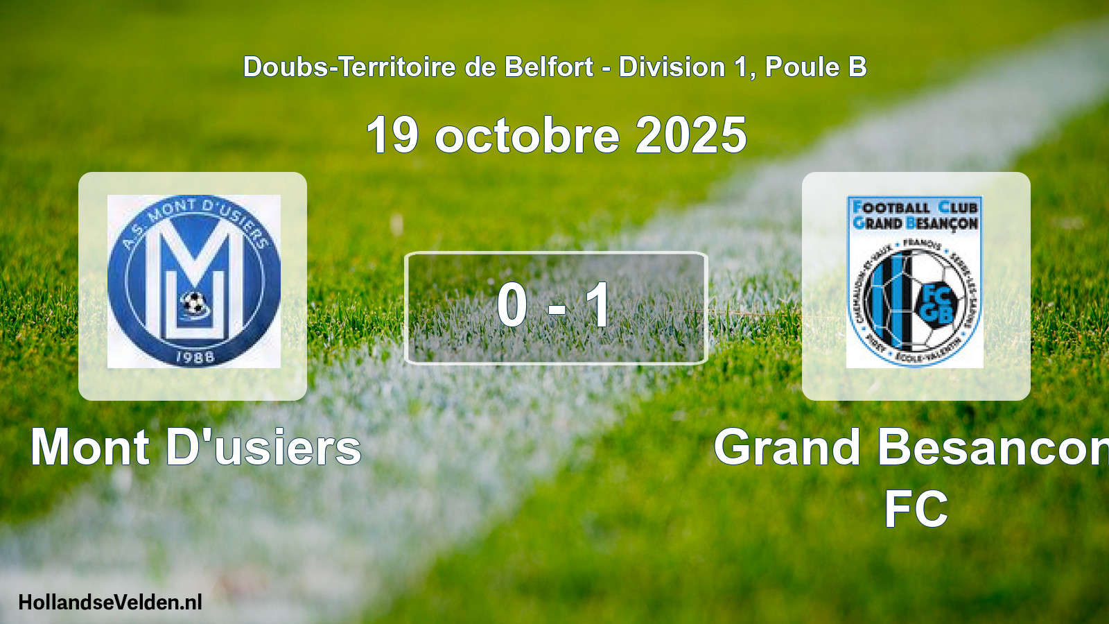 Match joué: Mont D'usiers - Grand Besancon FC 0 - 1 (19 octobre 2025)