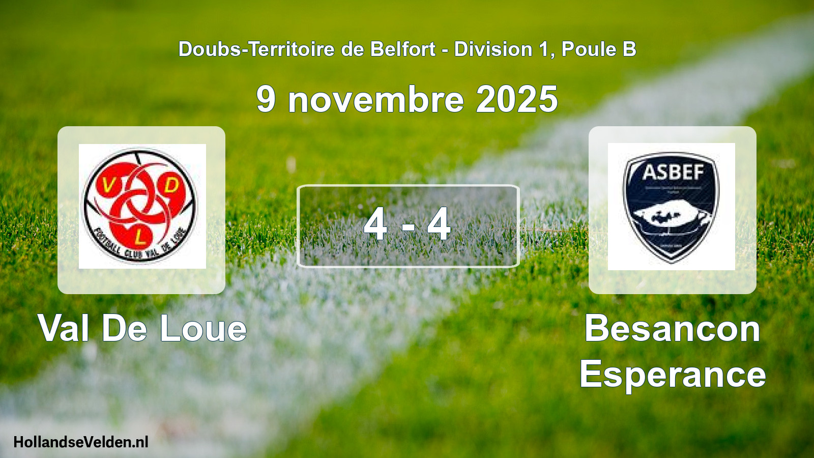 Match joué: Val De Loue - Besancon Esperance 4 - 4 (9 novembre 2025)