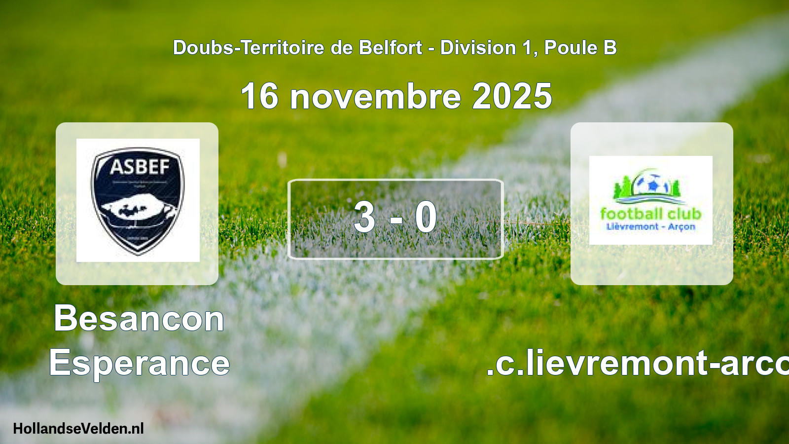 Match joué: Besancon Esperance - F.c.lievremont-arcon 3 - 0 (16 novembre 2025)
