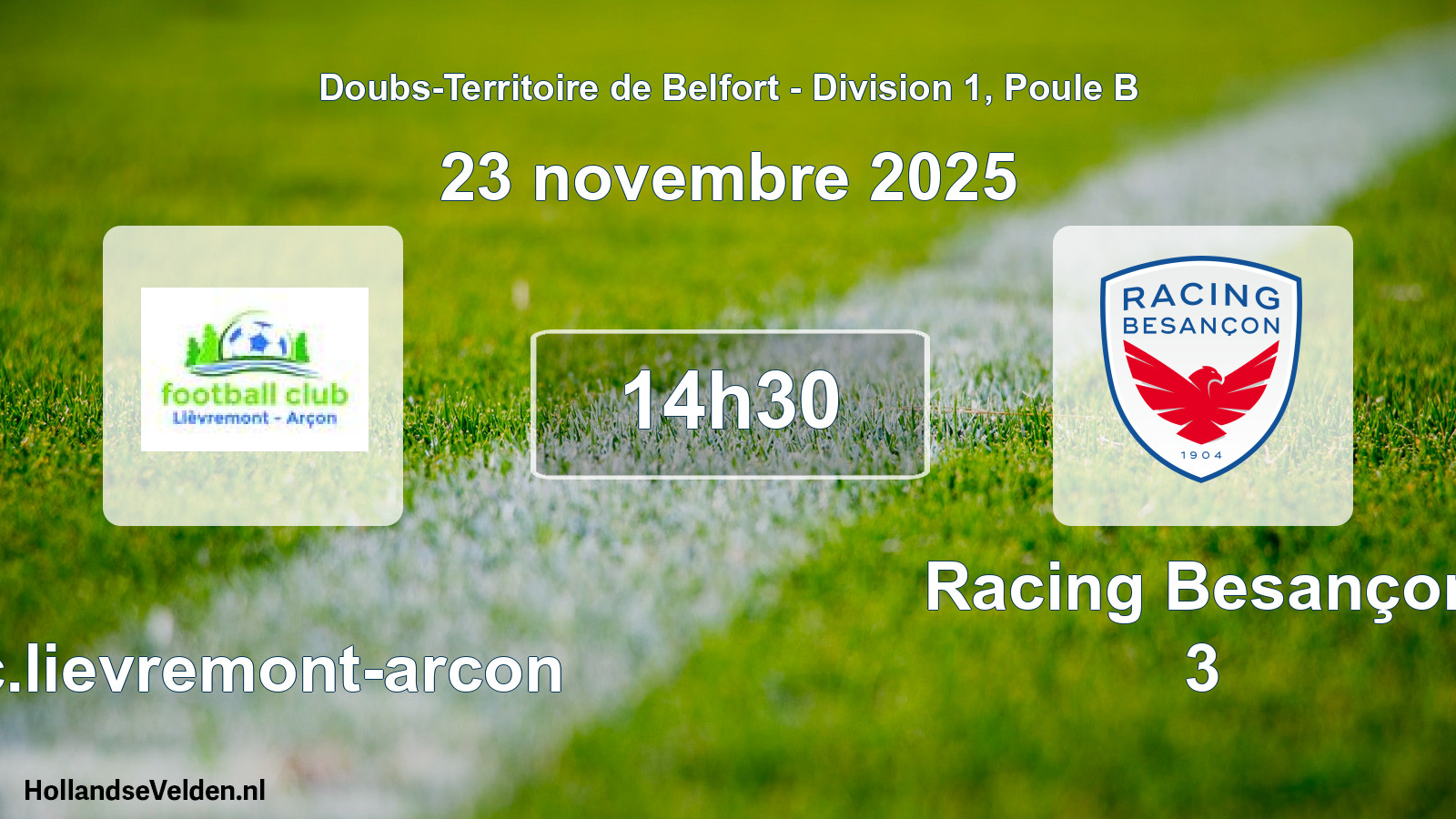 Match programmé: F.c.lievremont-arcon - Racing Besançon 3 (23 novembre 2025)