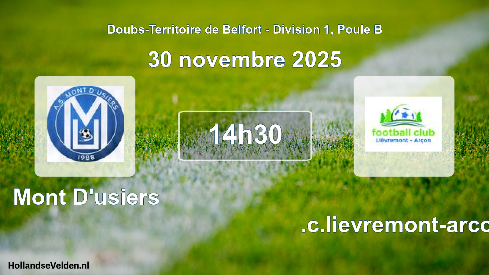 Geplande wedstrijd: Mont D'usiers - F.c.lievremont-arcon (30 november 2025)