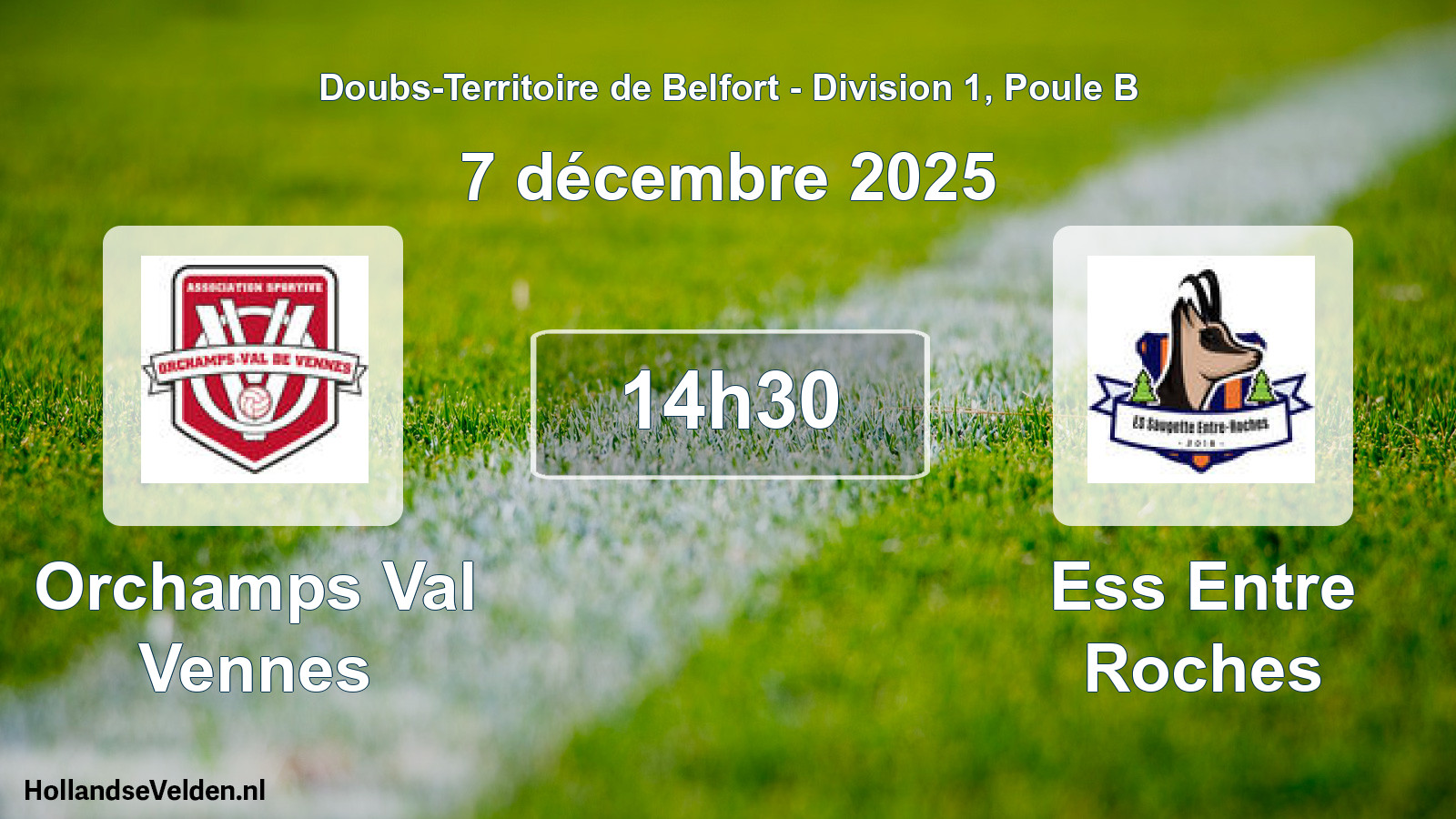 Match programmé: Orchamps Val Vennes - Ess Entre Roches (7 décembre 2025)