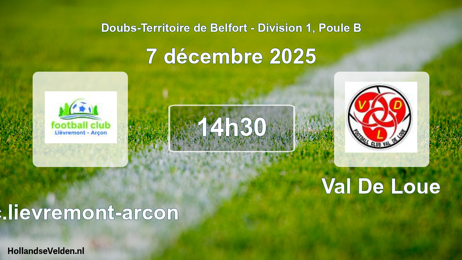 Match programmé: F.c.lievremont-arcon - Val De Loue (7 décembre 2025)