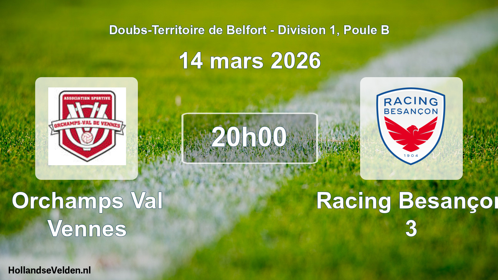 Match programmé: Orchamps Val Vennes - Racing Besançon 3 (14 mars 2026)