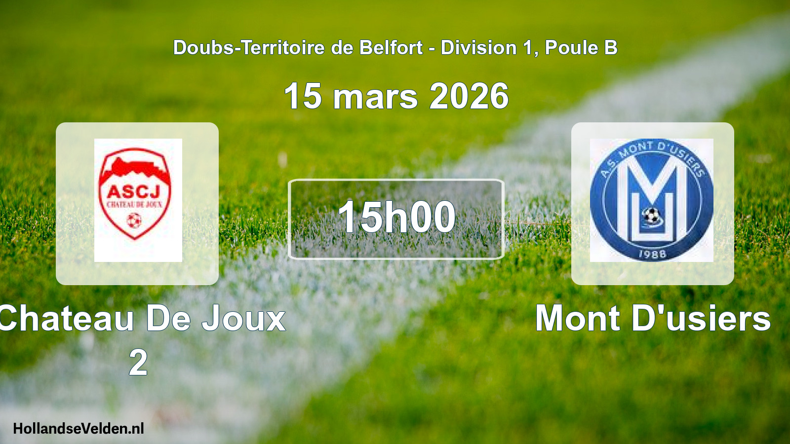 Match programmé: Chateau De Joux 2 - Mont D'usiers (15 mars 2026)