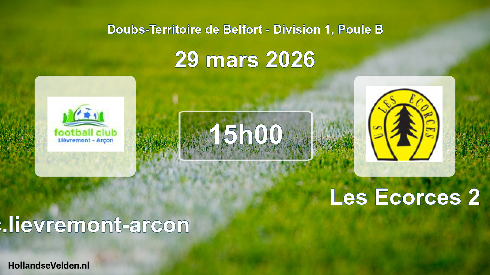 Match programmé: F.c.lievremont-arcon - Les Ecorces 2 (29 mars 2026)