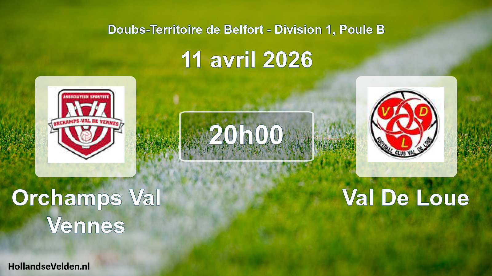 Match programmé: Orchamps Val Vennes - Val De Loue (11 avril 2026)